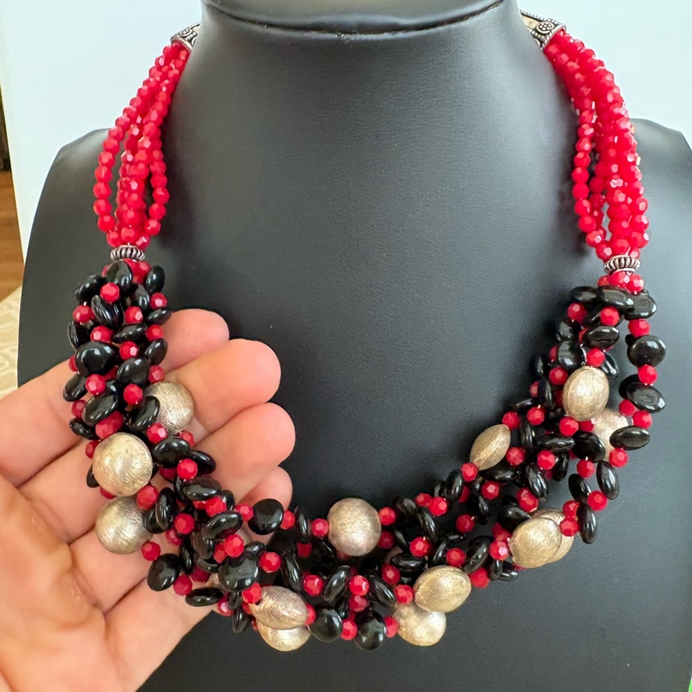 Multi Stranded Boho Bohemian Beaded Statement Nec… - image 3